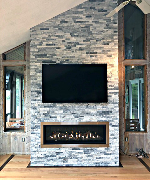 linear fireplace install in Moultonborough NH