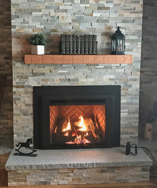 fireplace stone hearth installation in
