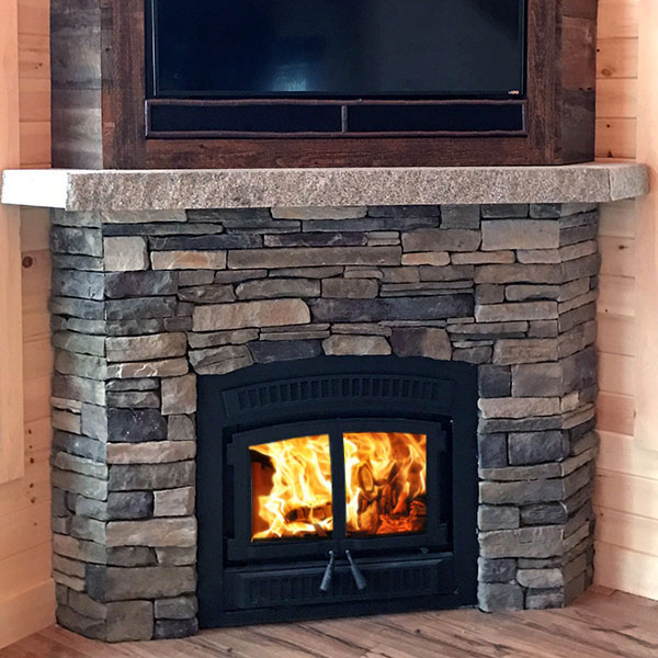 wood-burning prebuilt fireplace, Belmont NH