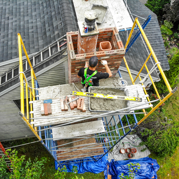 chimney masonry rebuild in Concord NH