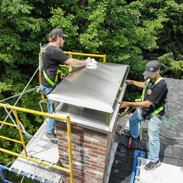 full width chimney cap install in Tilton NH