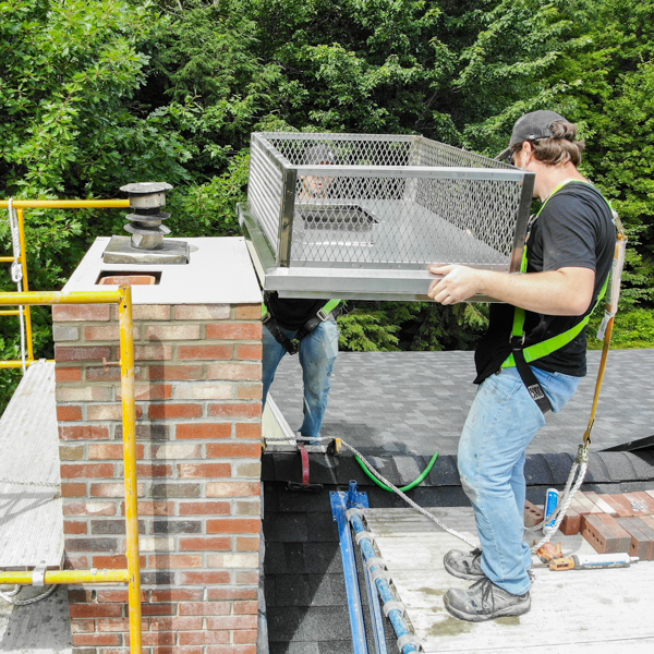 full-width chimney cap replacement, moultonborough nh