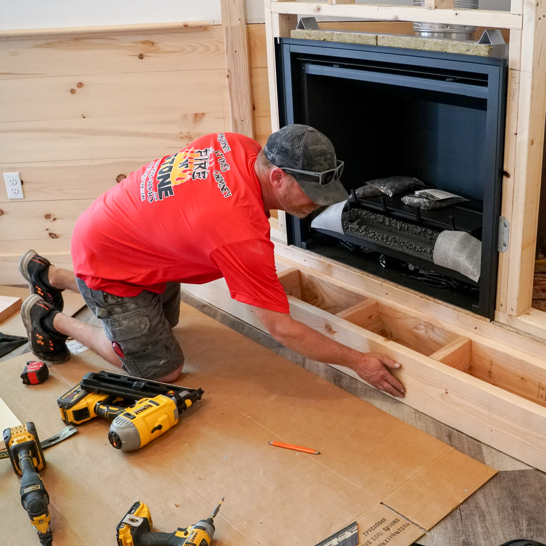 Manufactured fireplace installation in New Hampton NH and Meredith, NH