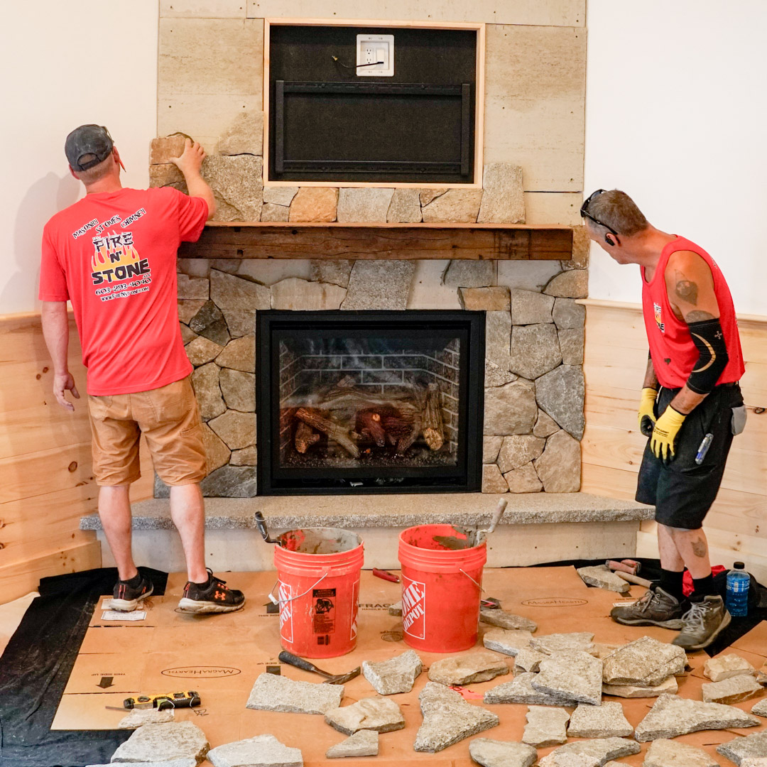 Fireplace surround remodeling in Manchester, NH.